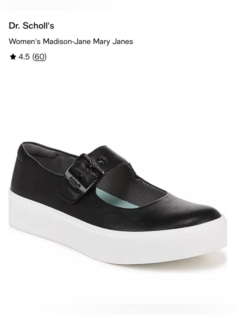 Dr. Scholl's Black Leather Mary Jane with White Platform Sole